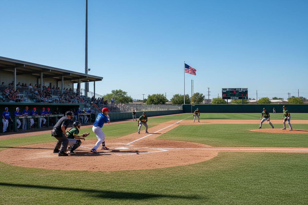 an open baseball field with teams