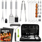 Stainless BBQ Grill Tool Set with Thermometer (26pcs)-0