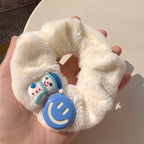 Blue & White Cute Snowman Bow Hair Tie