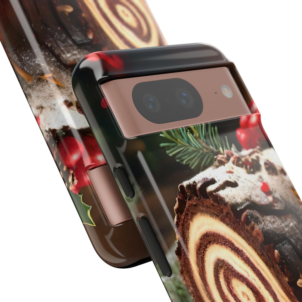 Festive Phone Case with Yule Log Design