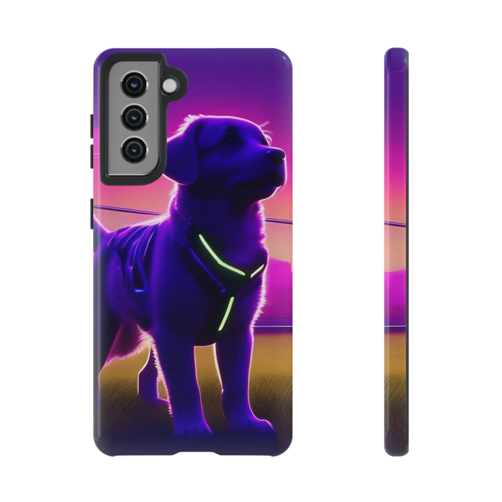 Coque de téléphone motif chien néon vibrant