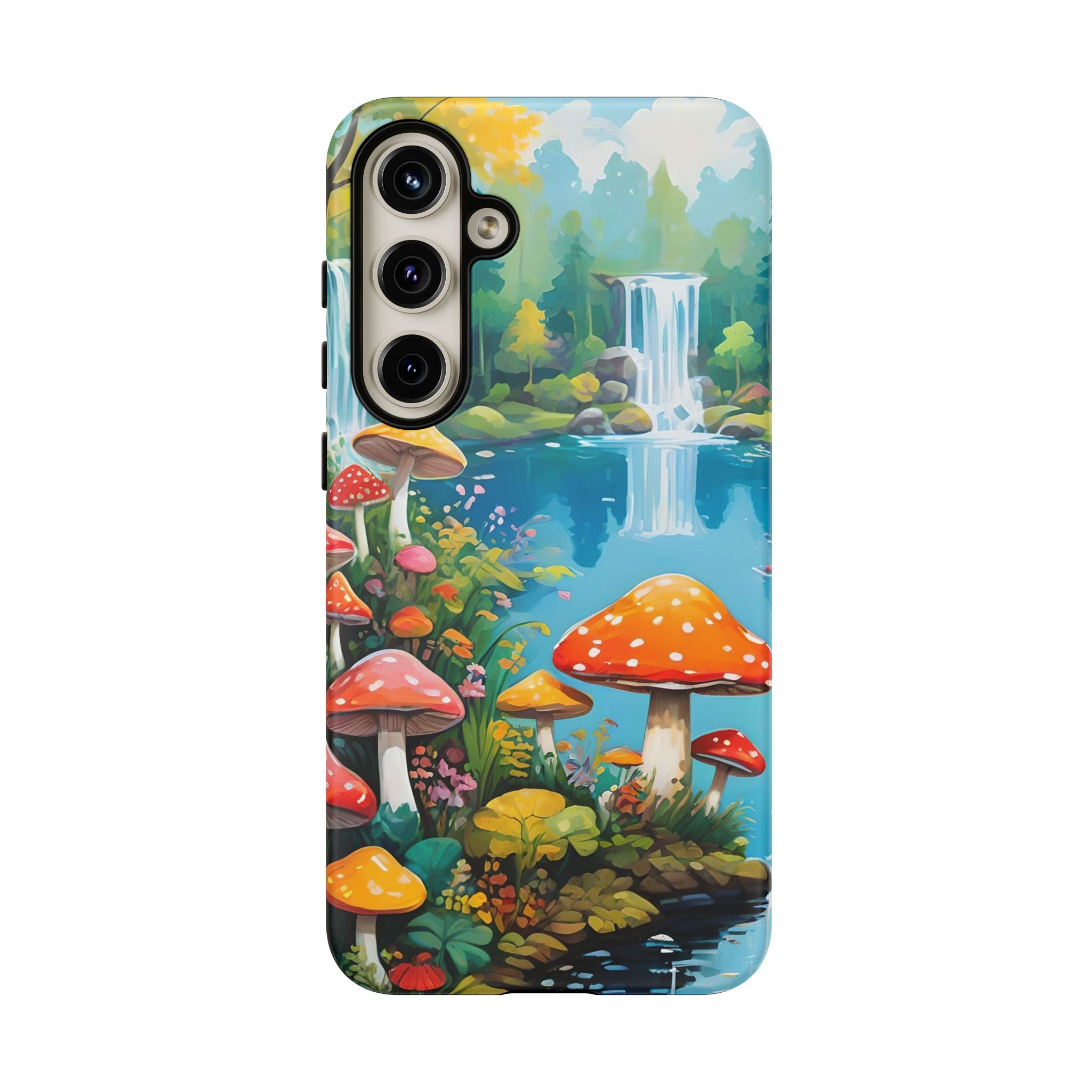 Mushroom Phone Case with Vibrant Nature Scene