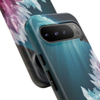 Faisceau lumineux coloré de la grotte de cristal, étui de téléphone