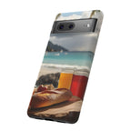 Vue d'un pique-nique sur une plage tropicale, étui pour téléphone