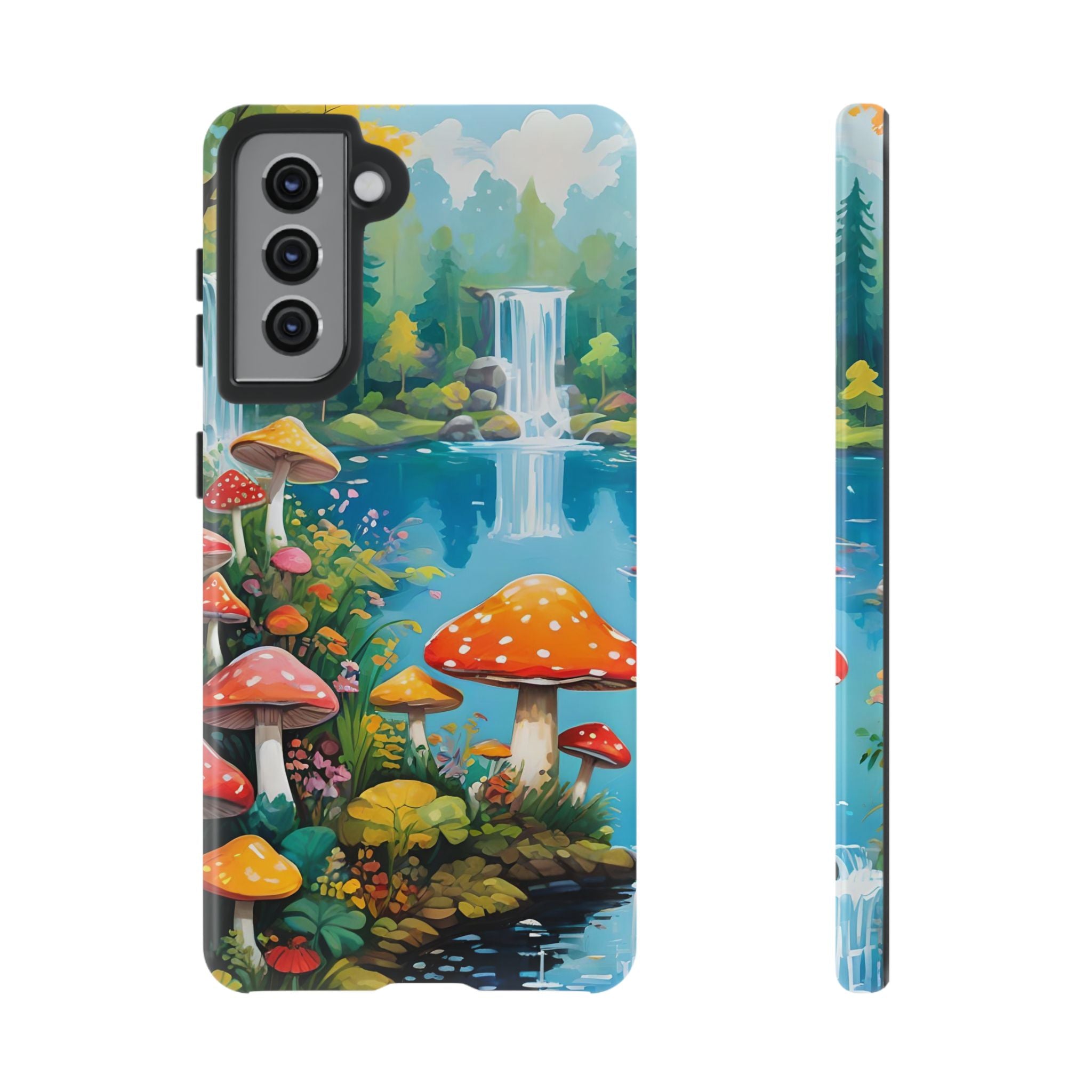 Mushroom Phone Case with Vibrant Nature Scene