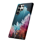 Faisceau lumineux coloré de la grotte de cristal, étui de téléphone