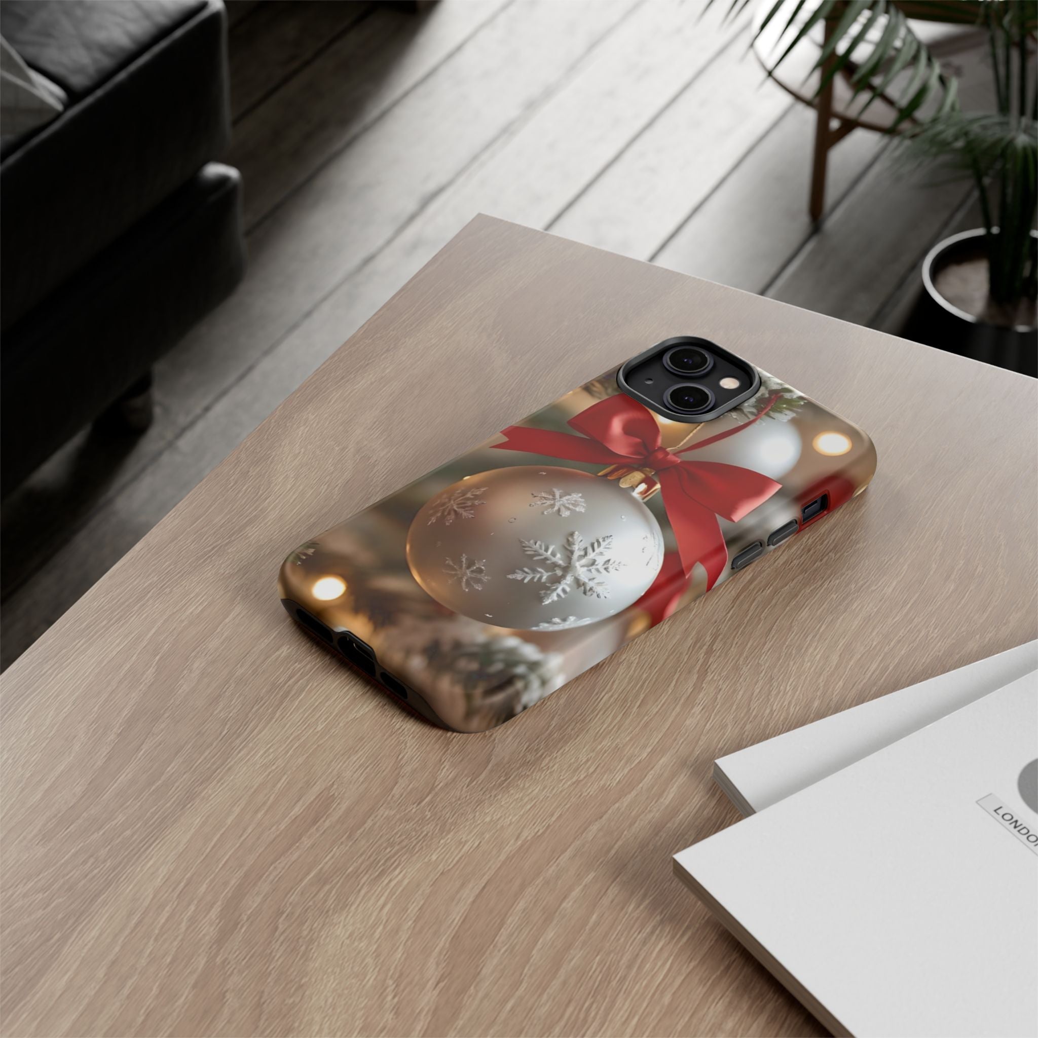 Christmas Phone Case with Seasonal Ornament Design