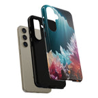 Faisceau lumineux coloré de la grotte de cristal, étui de téléphone