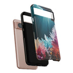 Faisceau lumineux coloré de la grotte de cristal, étui de téléphone