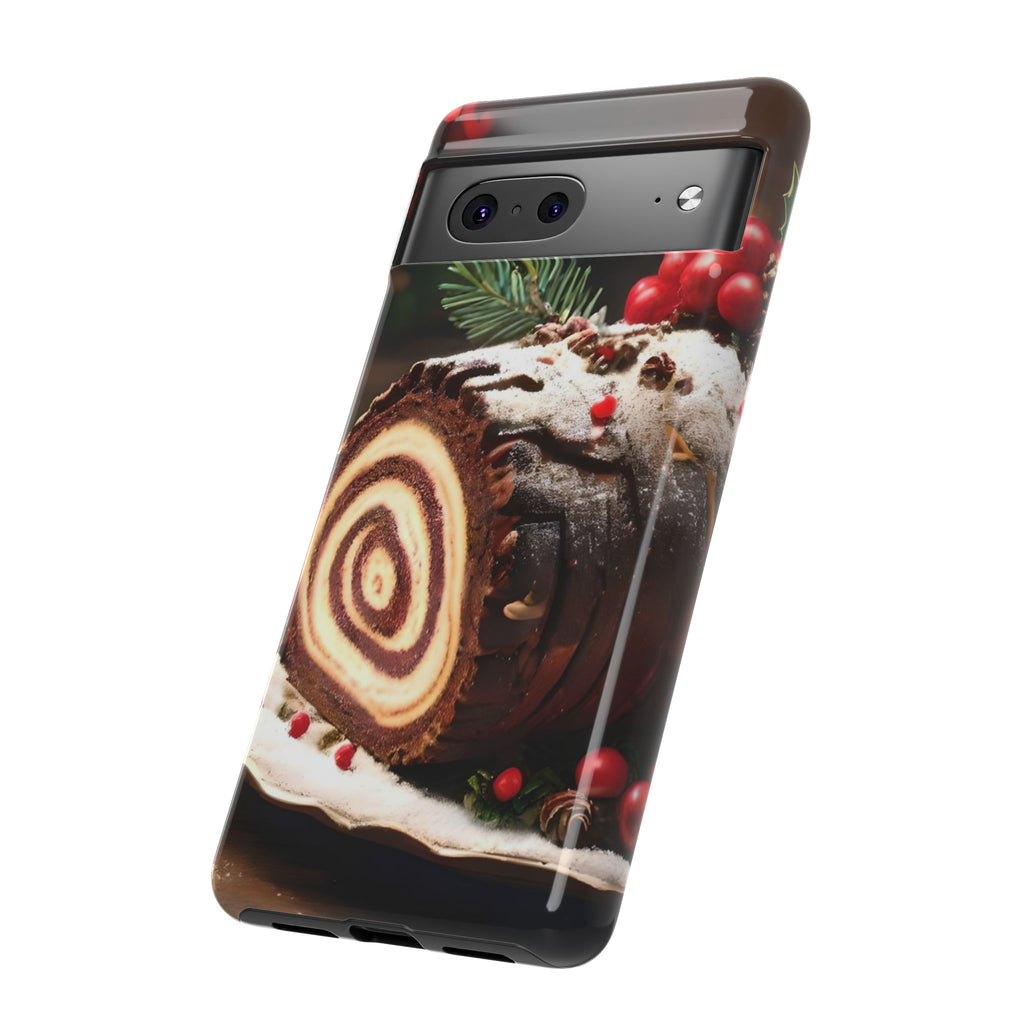 Festive Phone Case with Yule Log Design