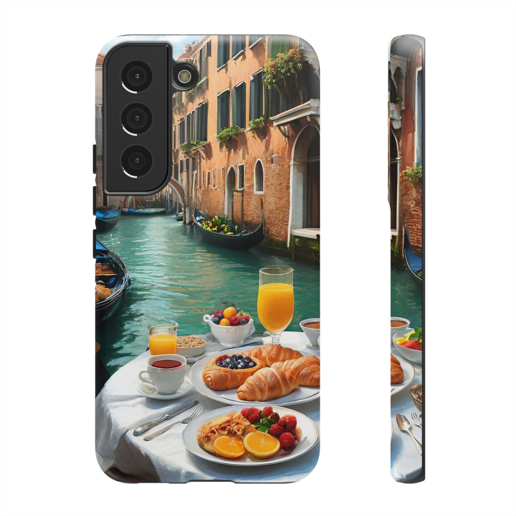 Scène de petit-déjeuner à Venise, étui de téléphone