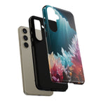 Faisceau lumineux coloré de la grotte de cristal, étui de téléphone