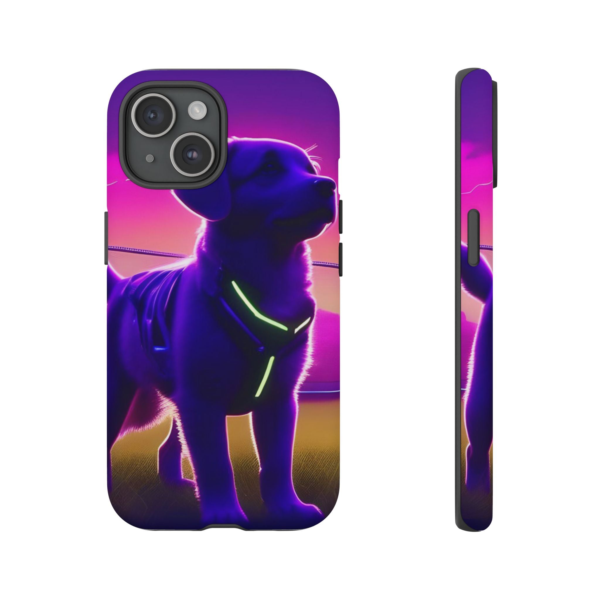 Vibrant Neon-Style Dog, Phone Case