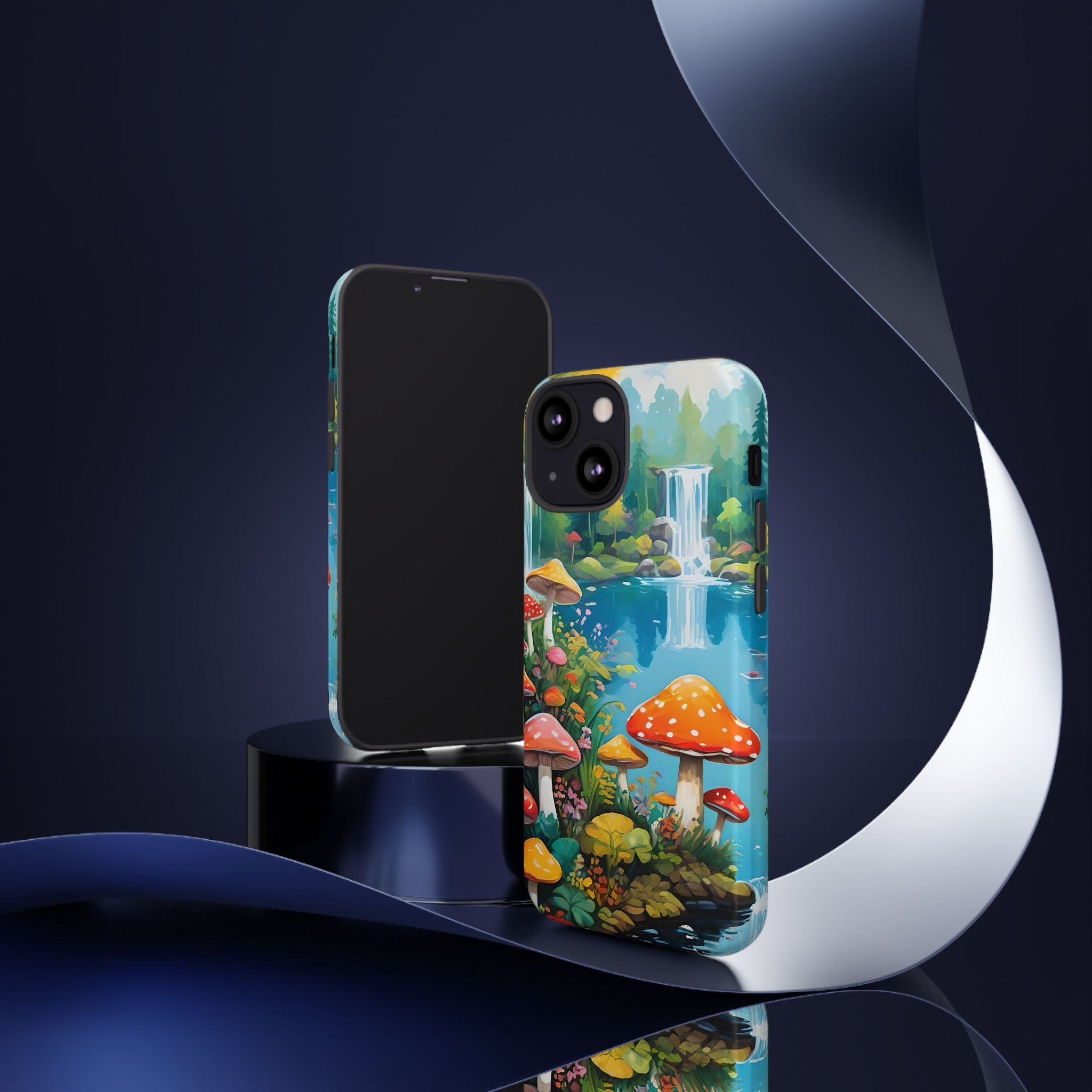 Mushroom Phone Case with Vibrant Nature Scene