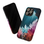 Faisceau lumineux coloré de la grotte de cristal, étui de téléphone