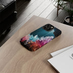 Faisceau lumineux coloré de la grotte de cristal, étui de téléphone