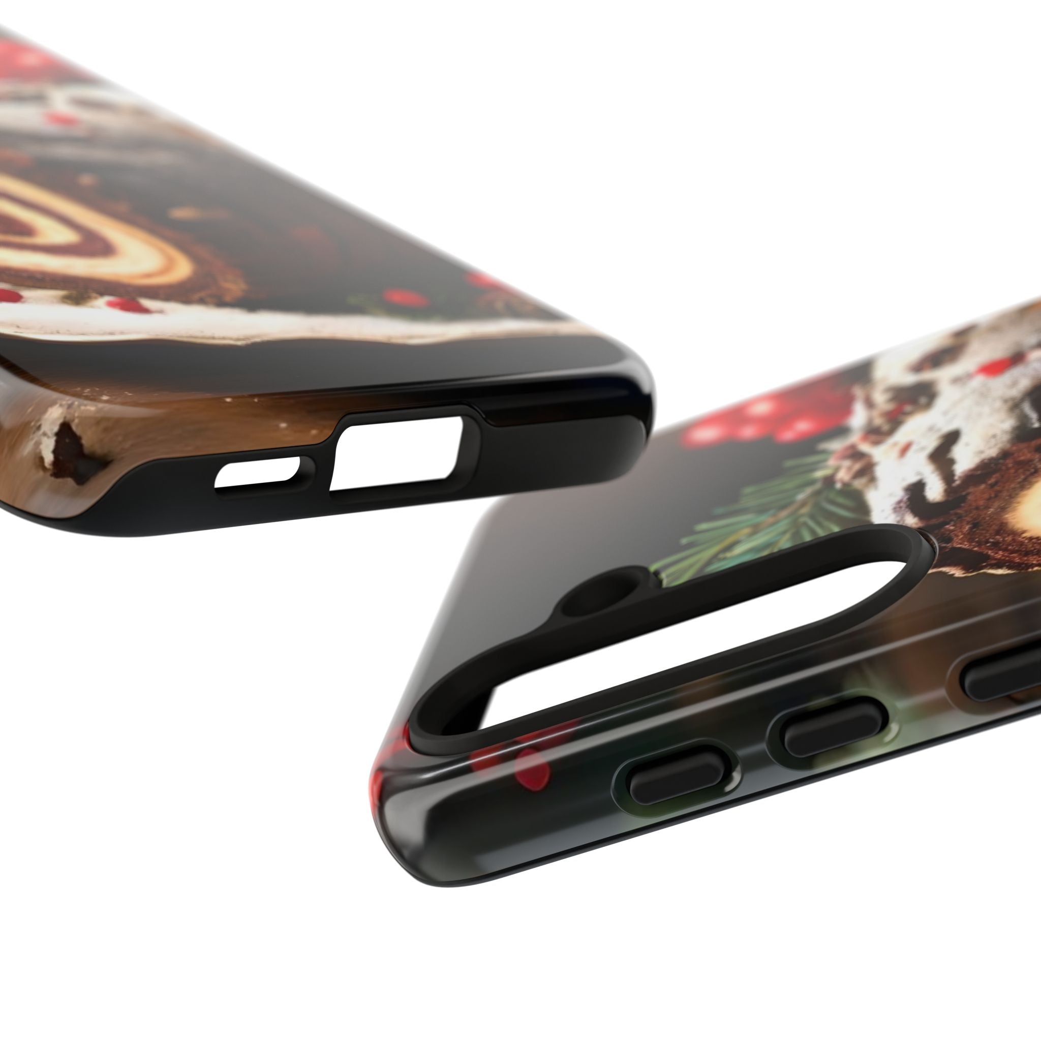 Festive Phone Case with Yule Log Design