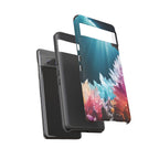 Faisceau lumineux coloré de la grotte de cristal, étui de téléphone