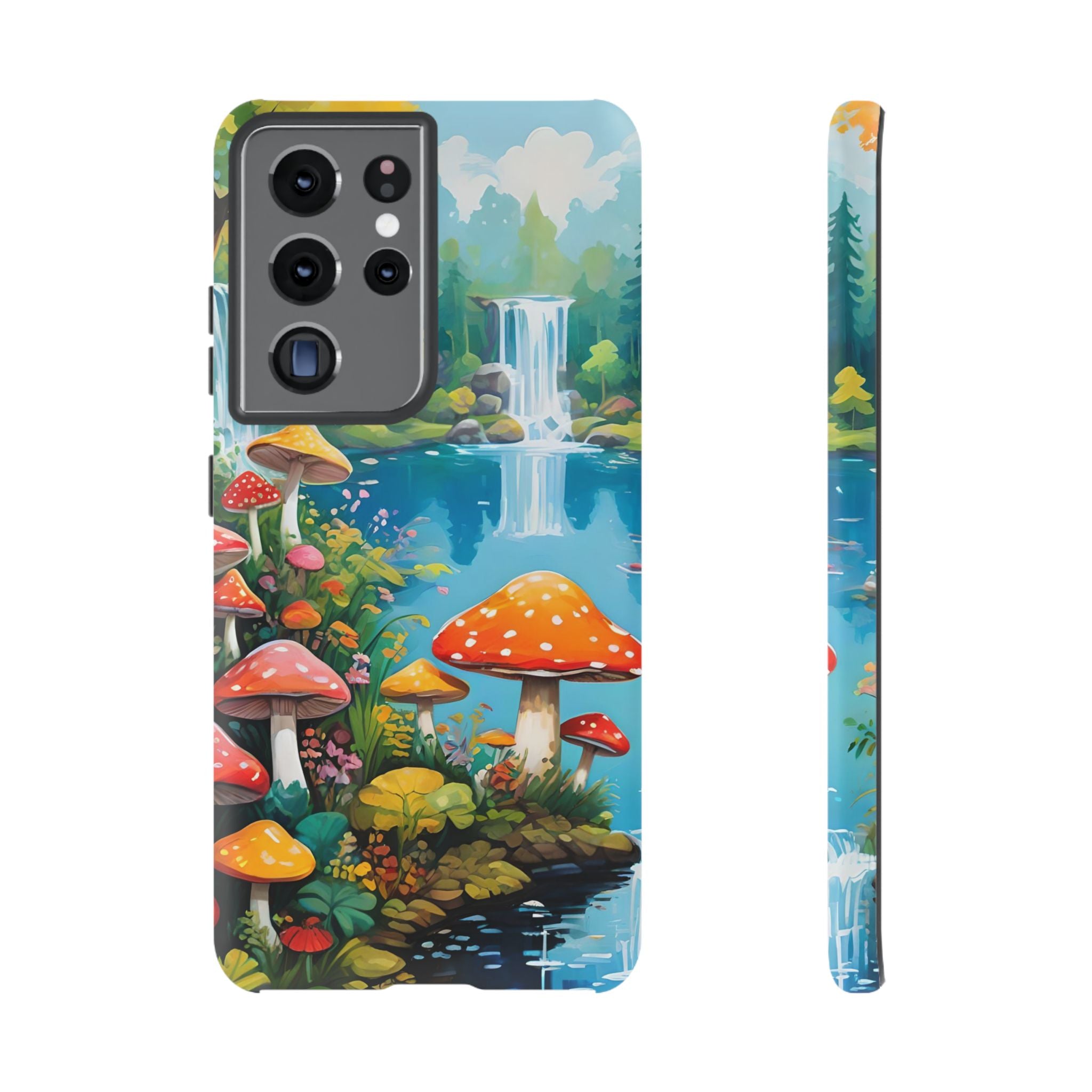Mushroom Phone Case with Vibrant Nature Scene