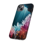 Faisceau lumineux coloré de la grotte de cristal, étui de téléphone