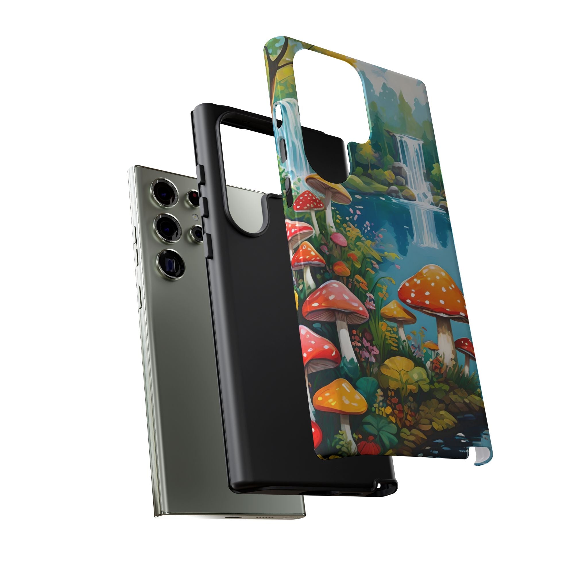 Mushroom Phone Case with Vibrant Nature Scene
