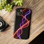 Coque de téléphone vibrante avec motif lumineux abstrait, coque artistique, accessoire technologique moderne, cadeau pour les passionnés de technologie, coque de téléphone personnalisée