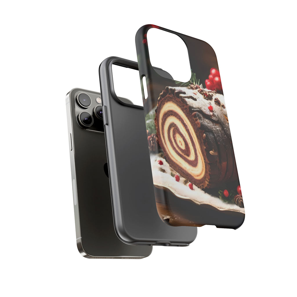 Festive Phone Case with Yule Log Design
