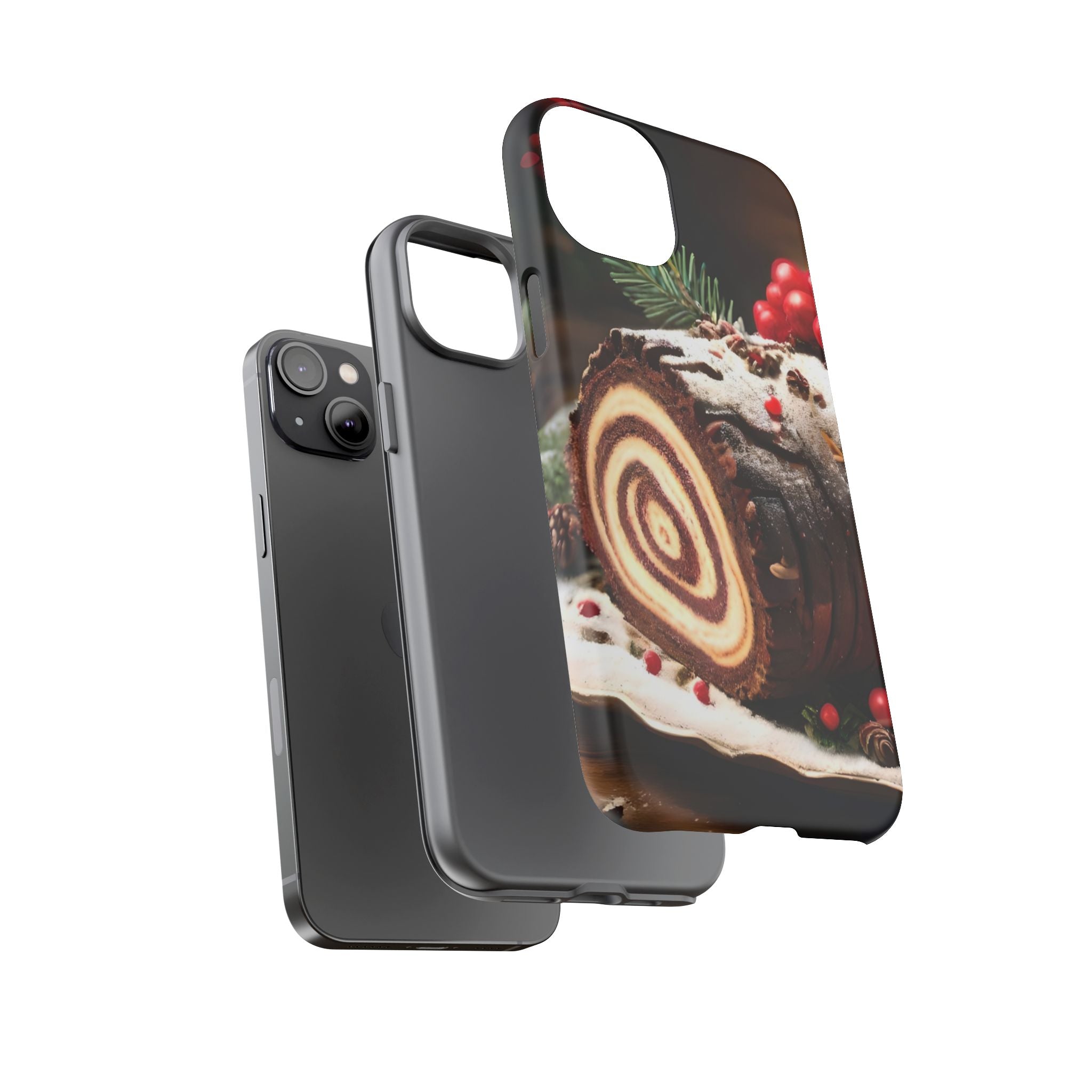 Festive Phone Case with Yule Log Design