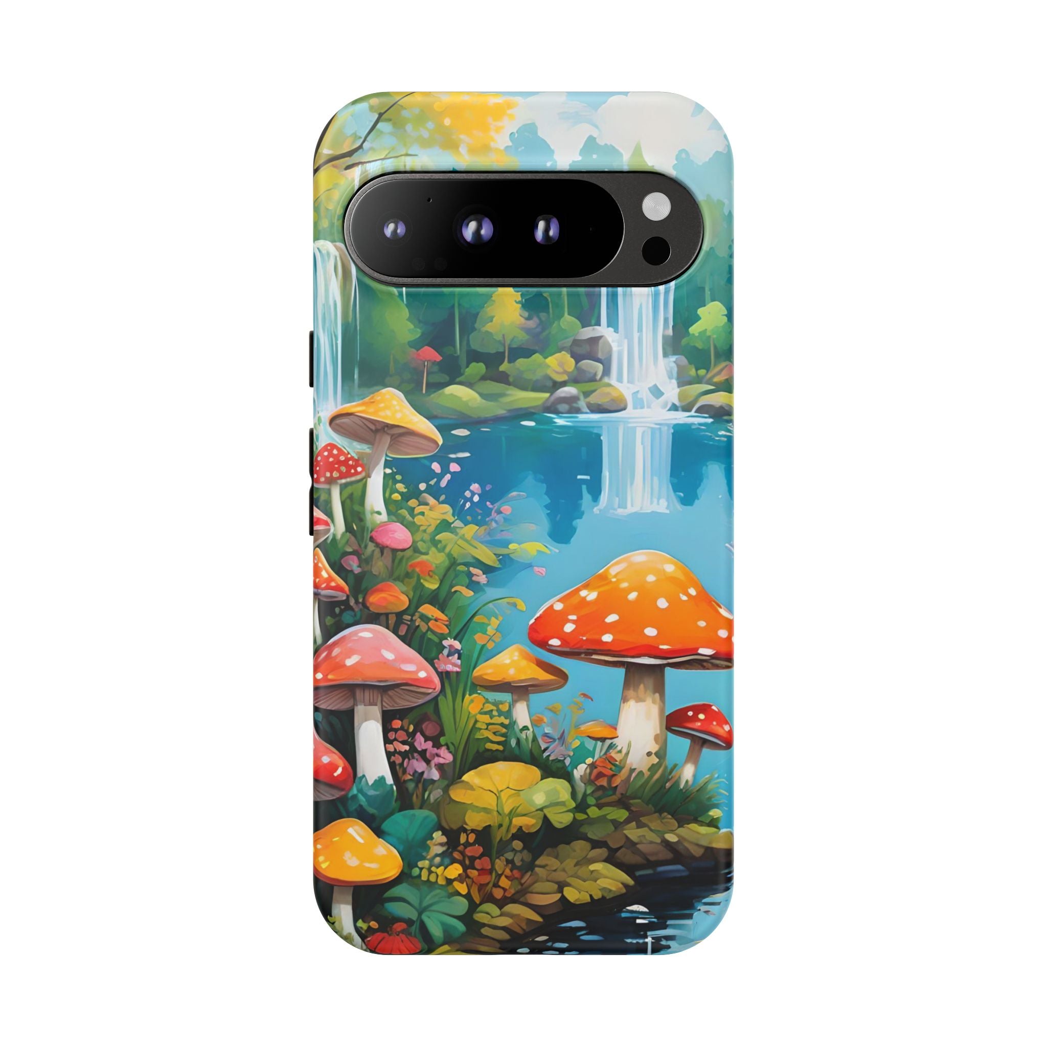 Mushroom Phone Case with Vibrant Nature Scene