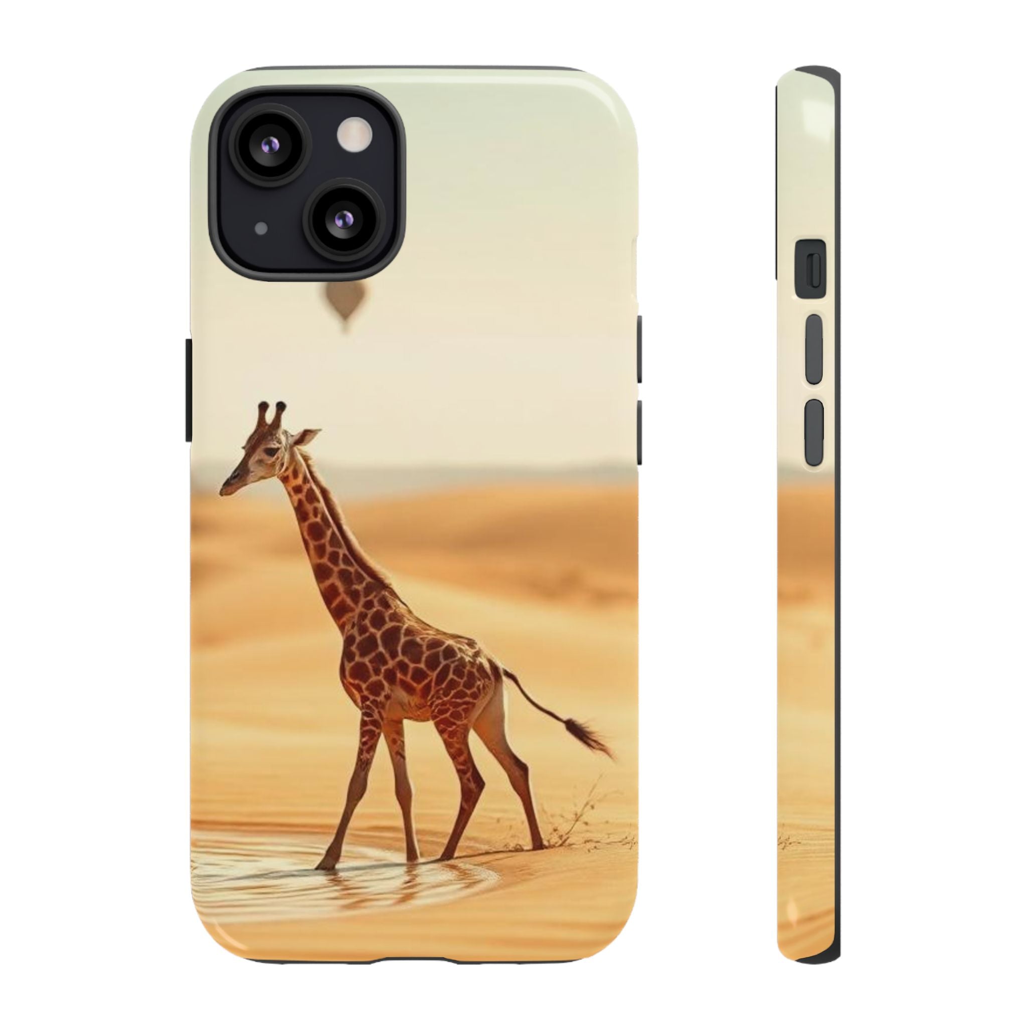 Giraffe Desert Scene, Phone Case