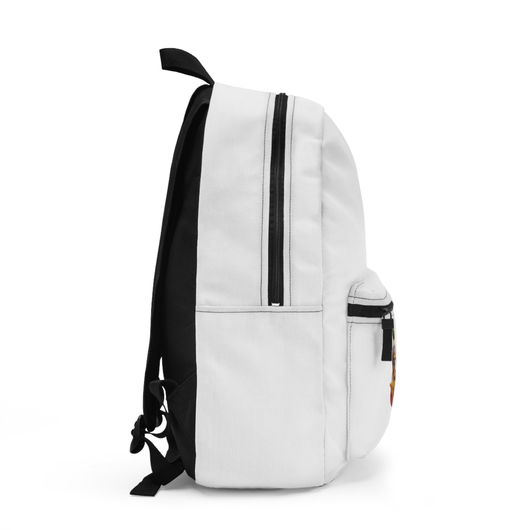 Cool Pineapple Characters Print, White Backpack