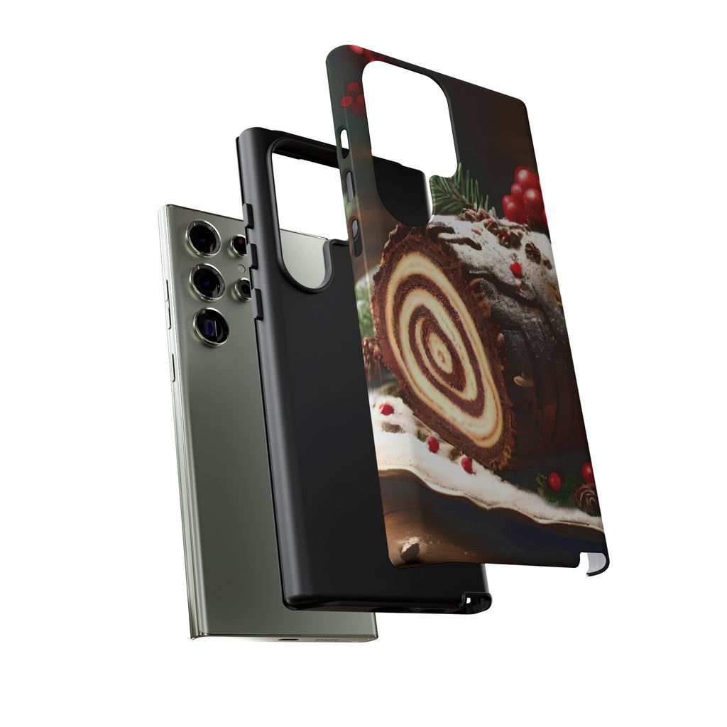 Festive Phone Case with Yule Log Design