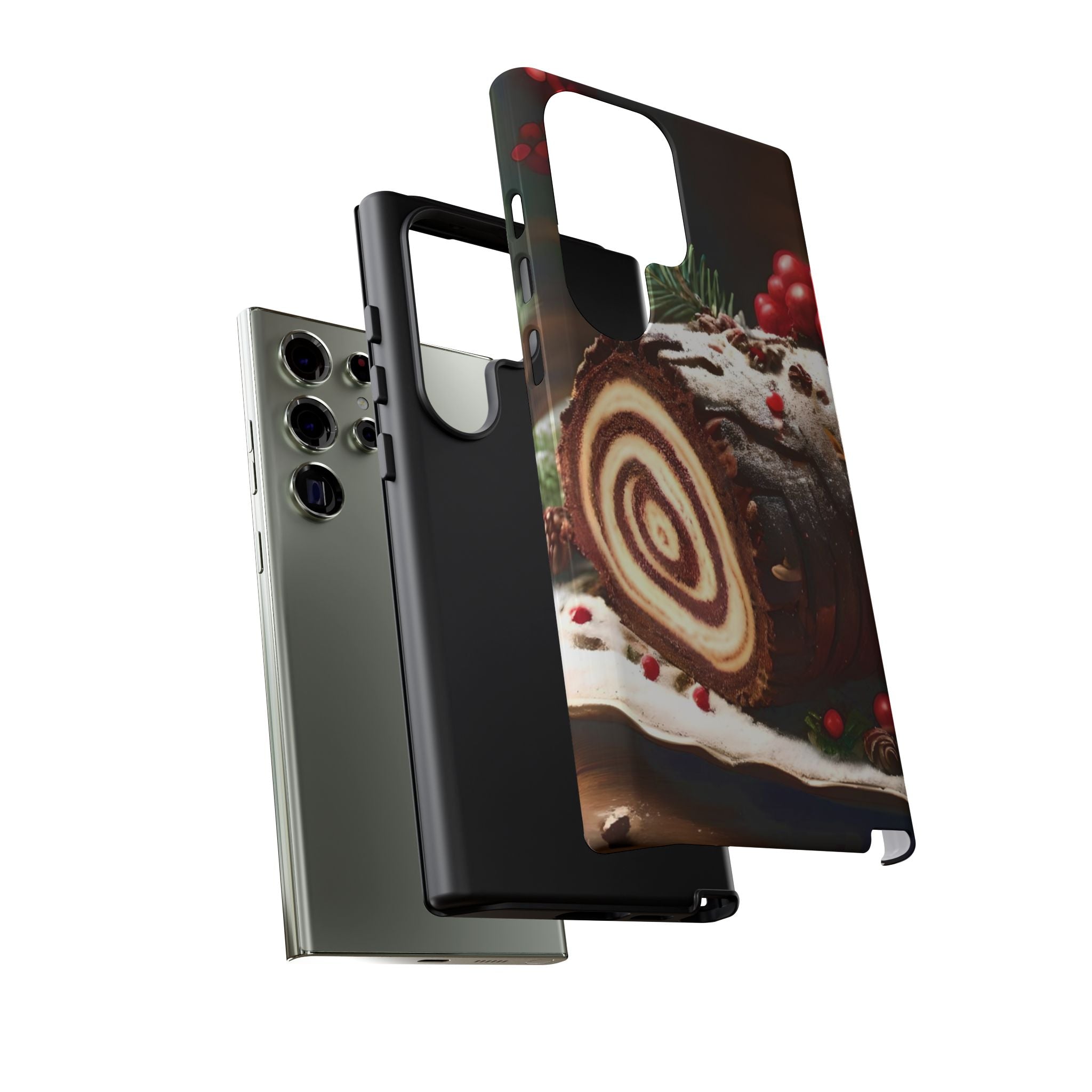 Festive Phone Case with Yule Log Design