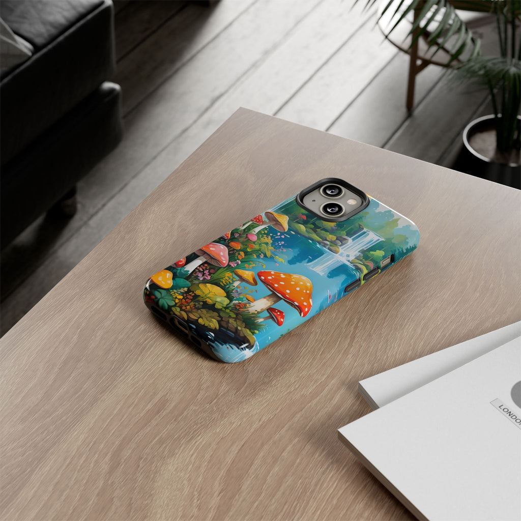 Mushroom Phone Case with Vibrant Nature Scene