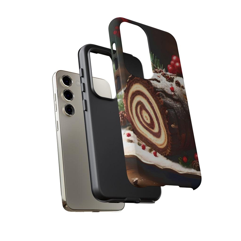 Festive Phone Case with Yule Log Design