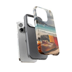 Vue d'un pique-nique sur une plage tropicale, étui pour téléphone