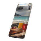 Vue d'un pique-nique sur une plage tropicale, étui pour téléphone