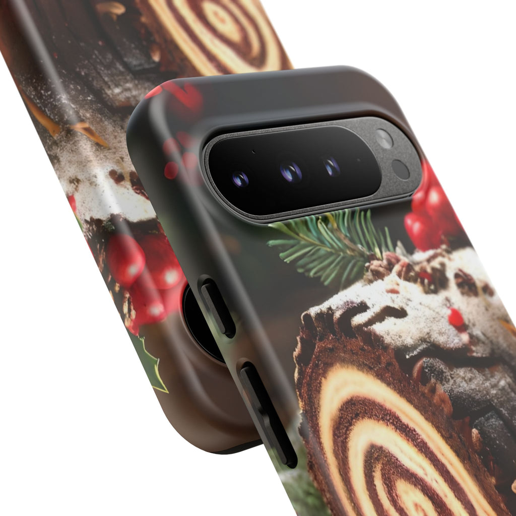 Festive Phone Case with Yule Log Design