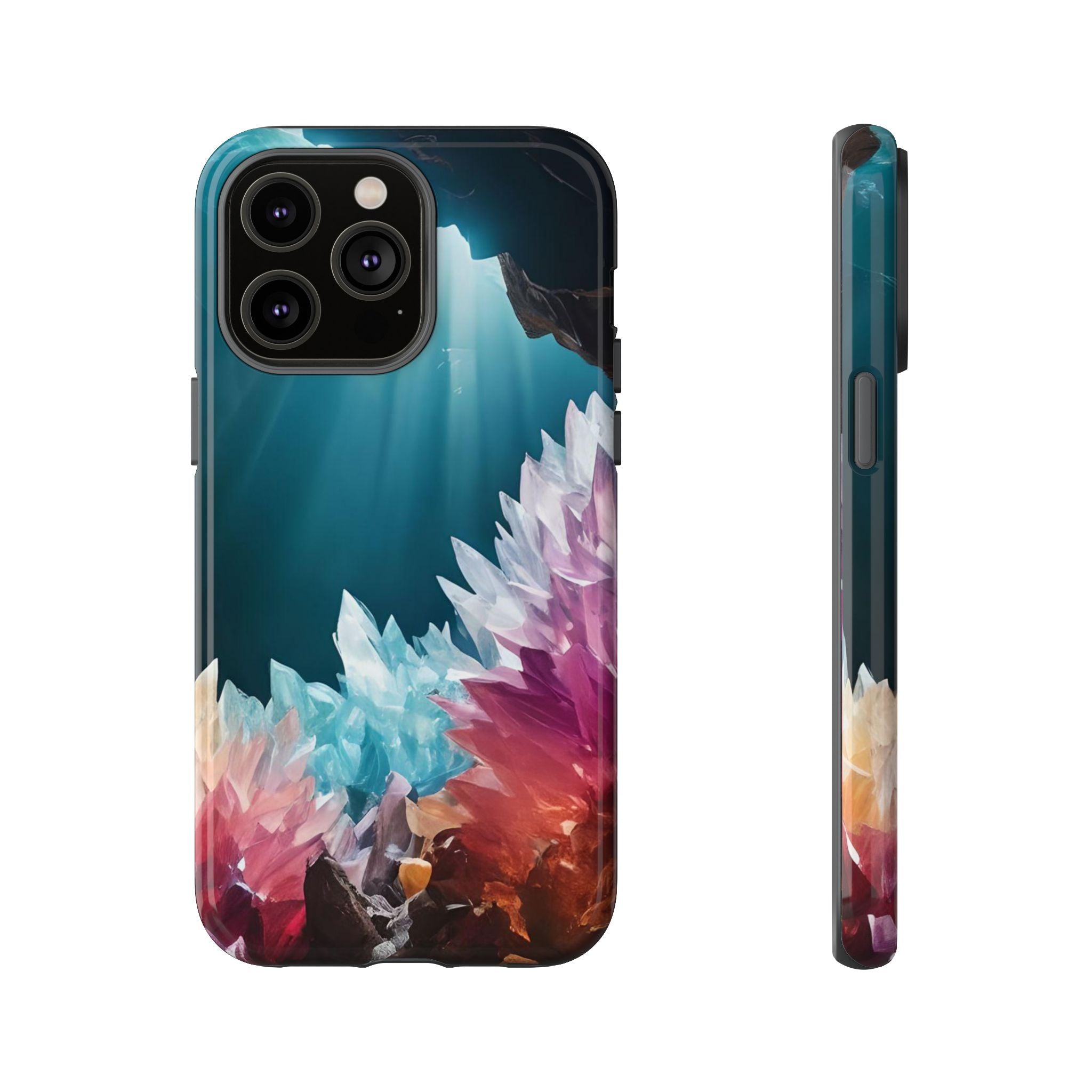 Colorful Crystal Phone Case, Tough Phone Cover, Gemstone Case, Unique iPhone Cover, Vibrant Art Protector, Gift for Geology Lovers