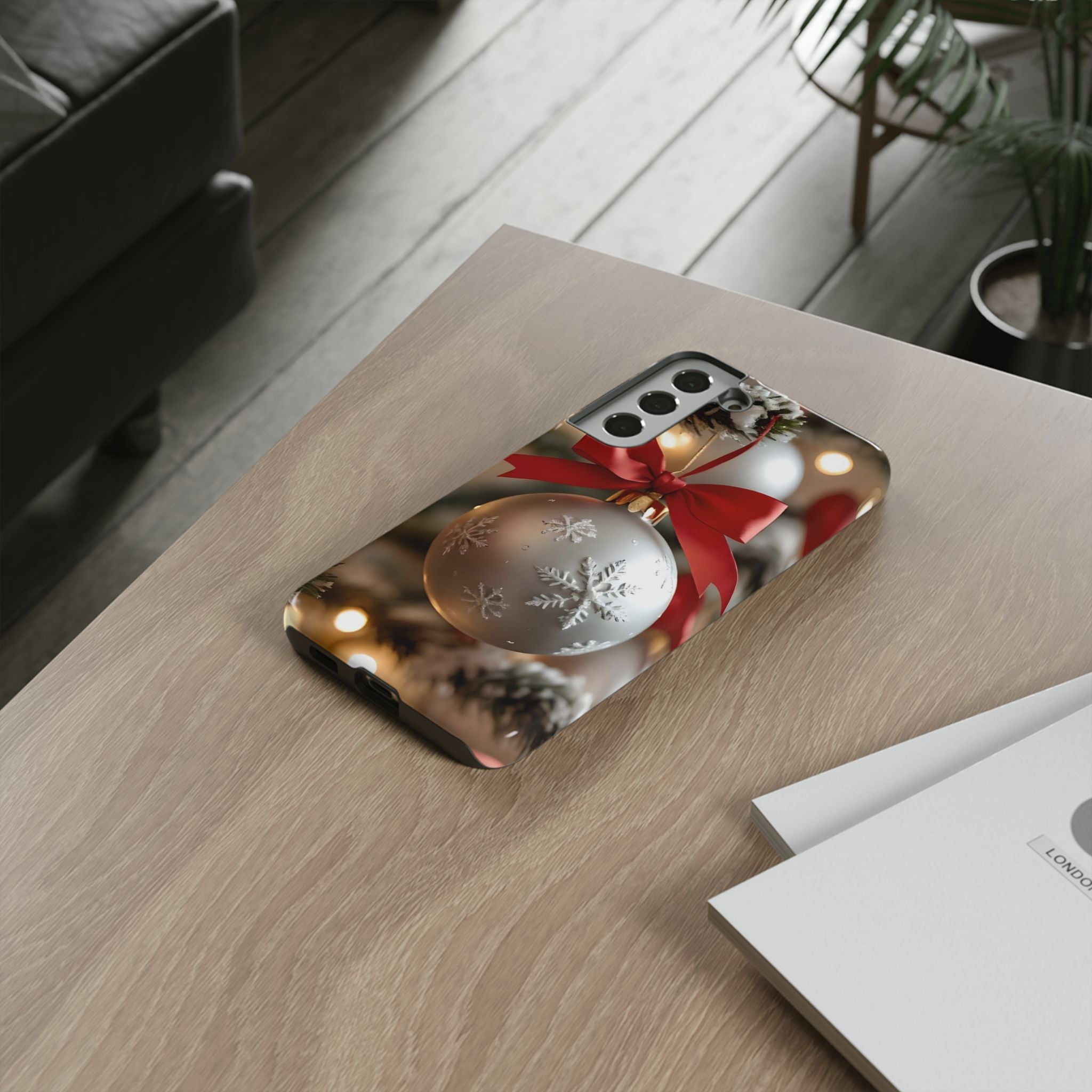 Christmas Phone Case with Seasonal Ornament Design