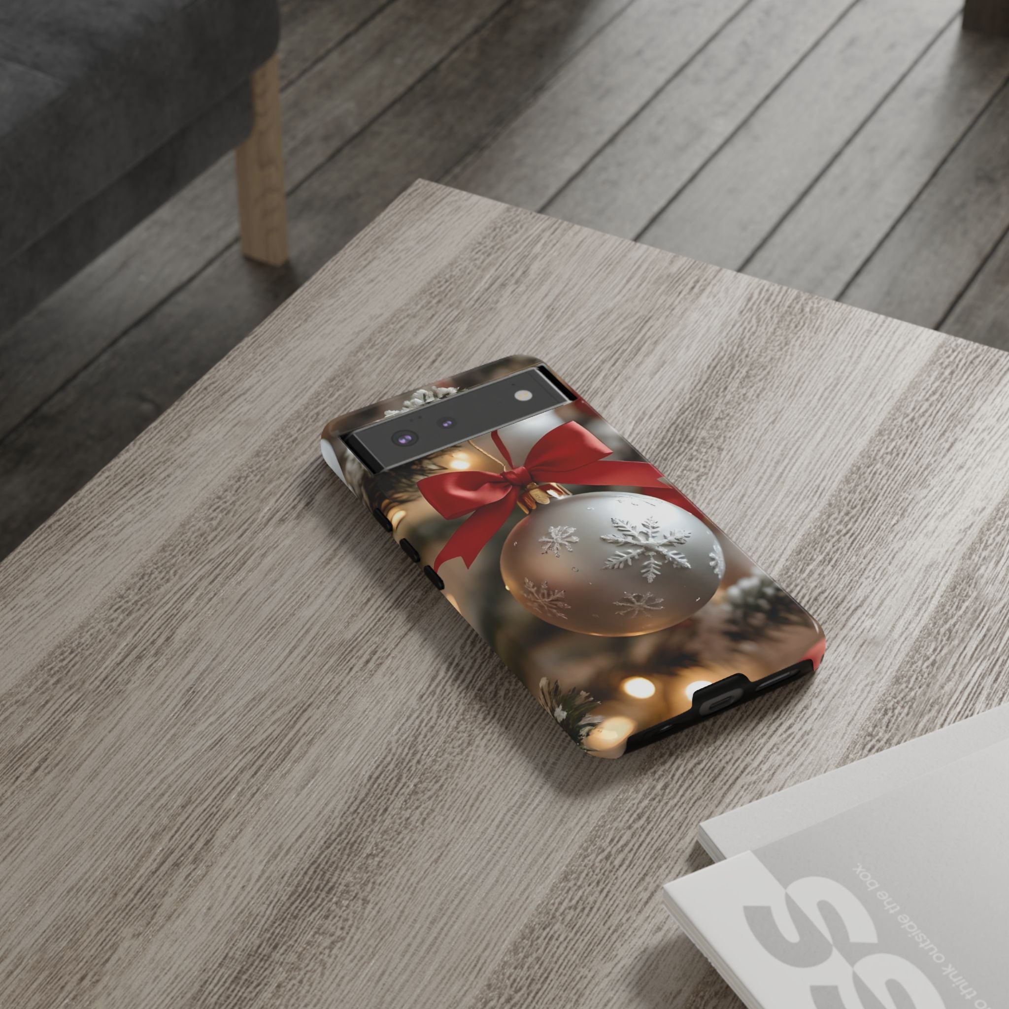 Christmas Phone Case with Seasonal Ornament Design