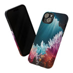 Faisceau lumineux coloré de la grotte de cristal, étui de téléphone