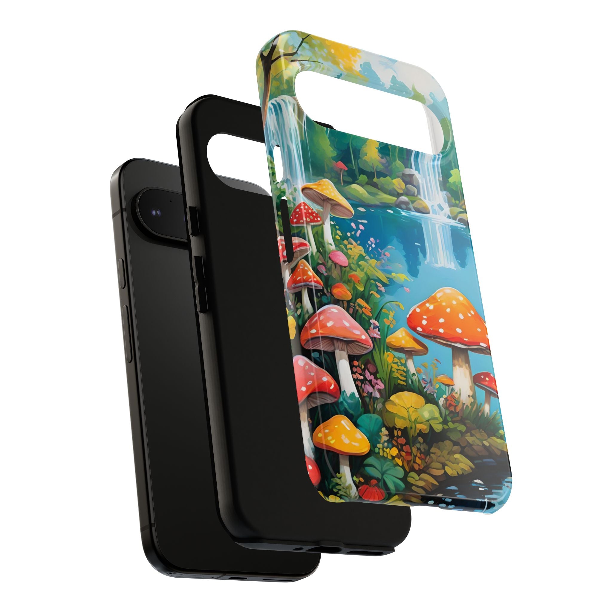 Mushroom Phone Case with Vibrant Nature Scene