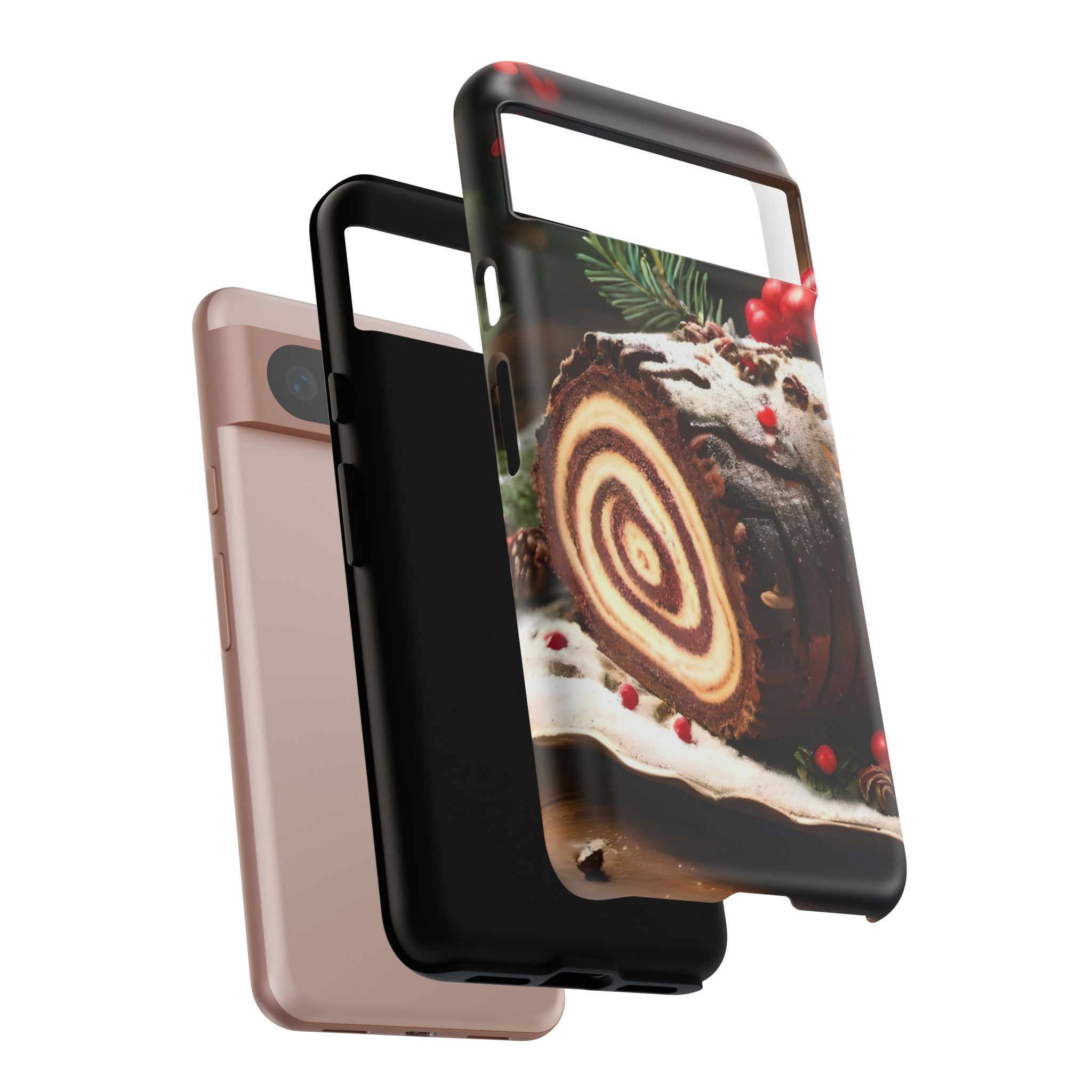 Festive Phone Case with Yule Log Design