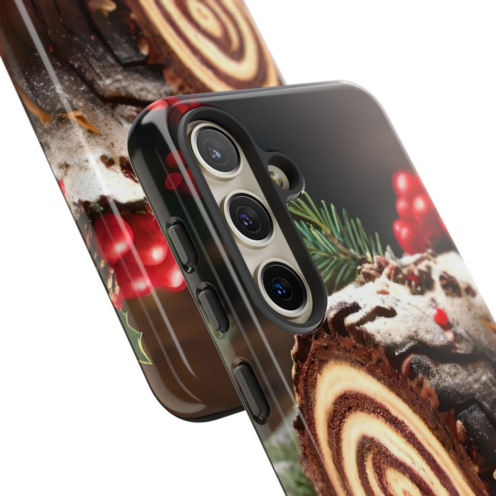 Festive Phone Case with Yule Log Design