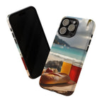 Vue d'un pique-nique sur une plage tropicale, étui pour téléphone