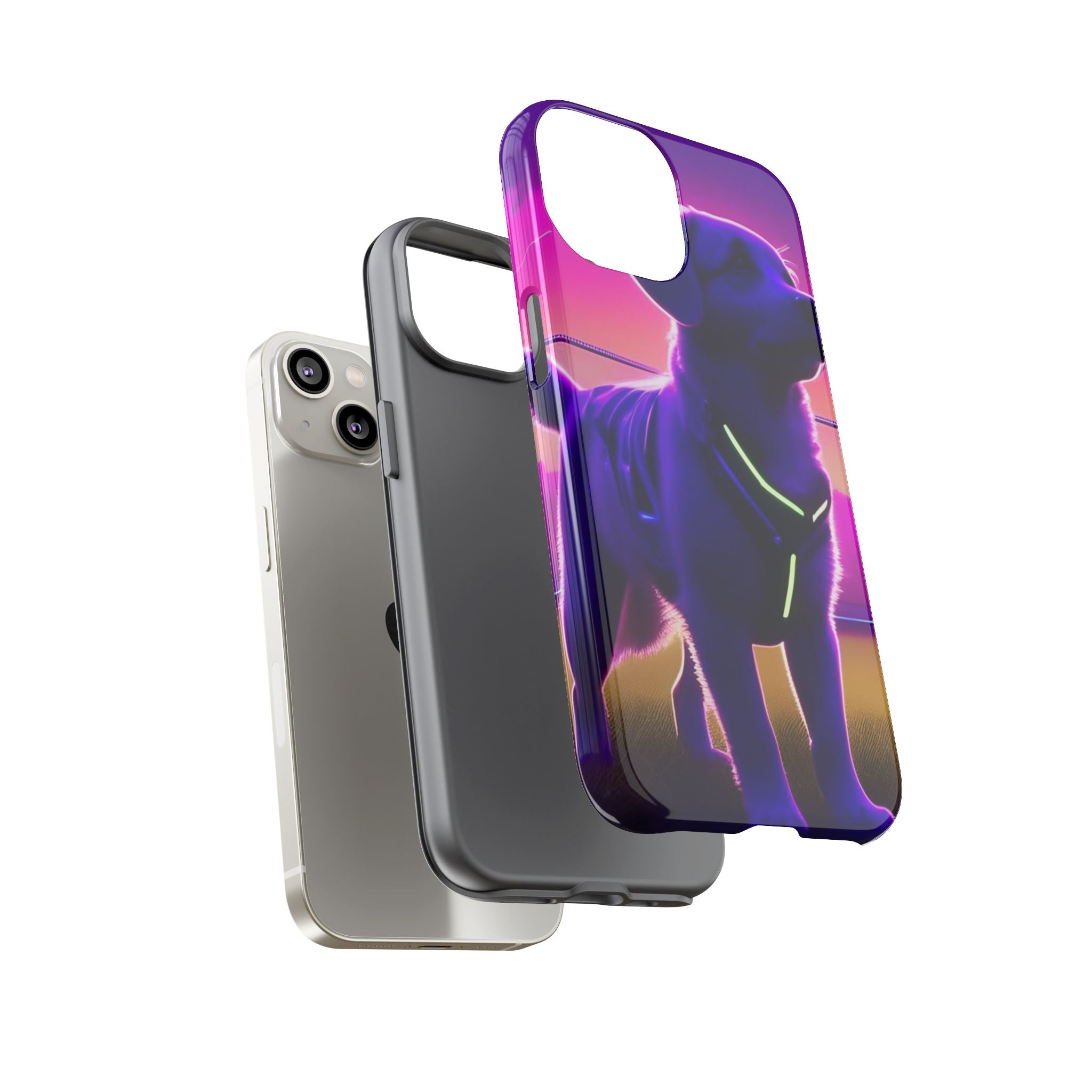 Vibrant Neon-Style Dog, Phone Case