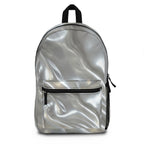 Silver Metallic Fluid Texture Design, Backpack