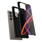 Coque de téléphone vibrante avec motif lumineux abstrait, coque artistique, accessoire technologique moderne, cadeau pour les passionnés de technologie, coque de téléphone personnalisée