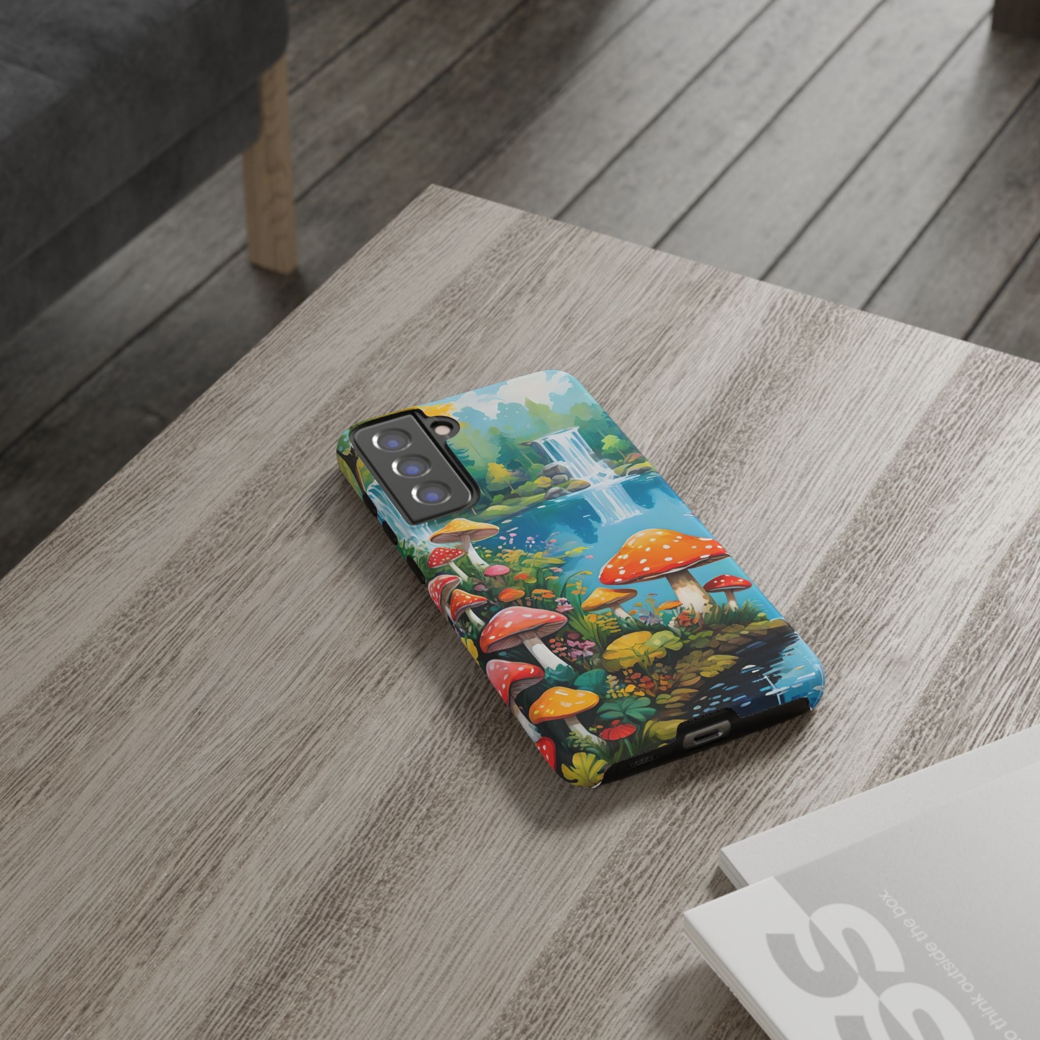 Mushroom Phone Case with Vibrant Nature Scene